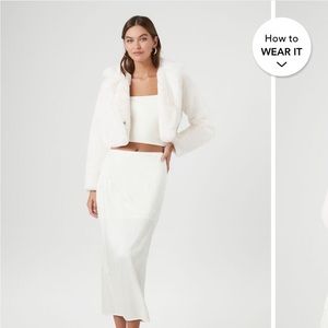 Forever21 Plush cropped white jacket
